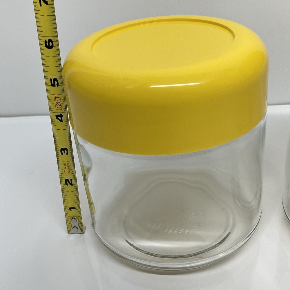 Heller Designs Massimo Vignelli Vintage Yellow Lid Jars Canisters MCM Set Of 3 - Picture 8 of 11